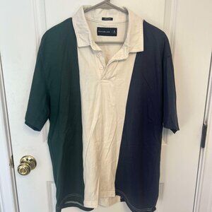 Abercrombie & Fitch Rugby Polo - Navy Blue Pattern, Medium (Oversized)